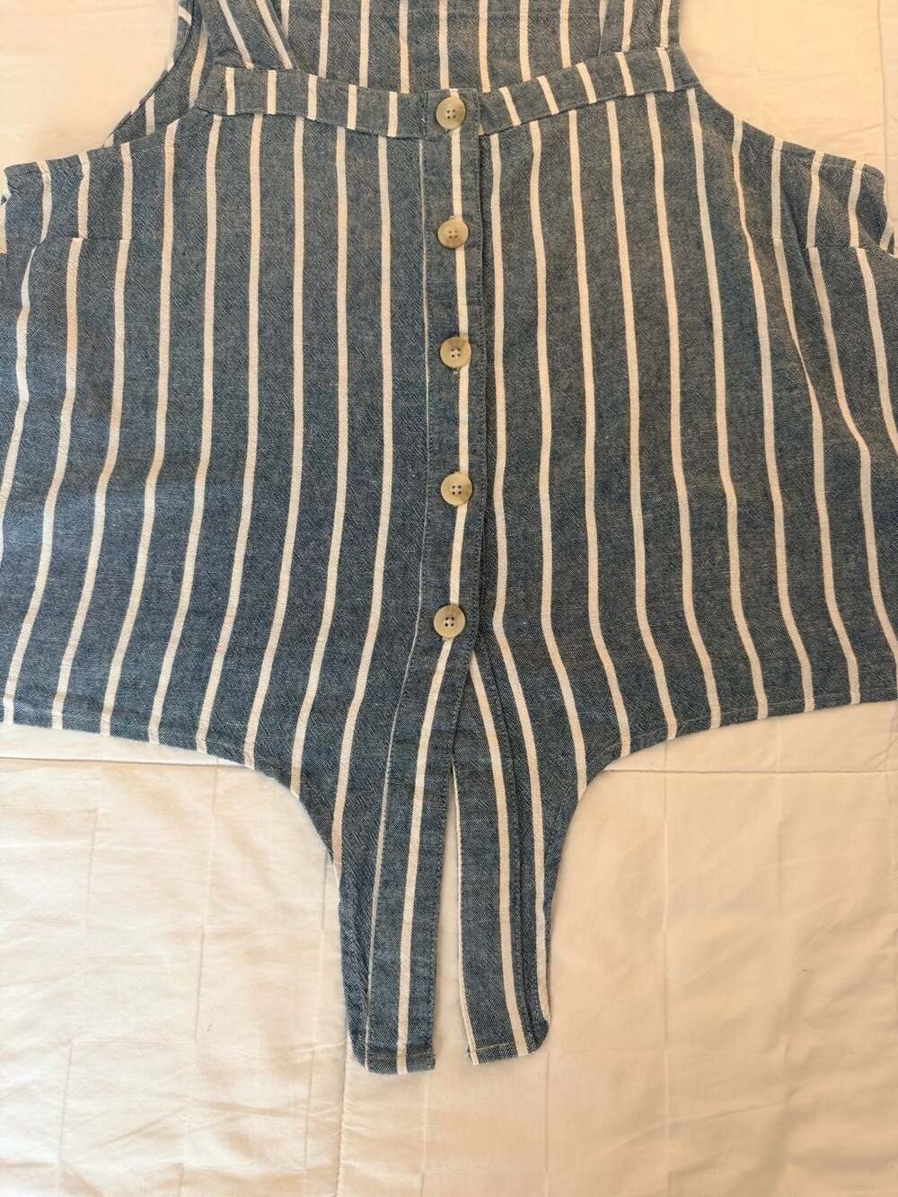 Sonoma Blue White Striped Tie Front Tank Coastal Cottagecore Summer Top Size - Picture 4 of 5